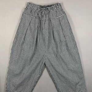 3 Fat Men Pants Women's XS Black White Gingham Pull On Harem Stretch Pockets